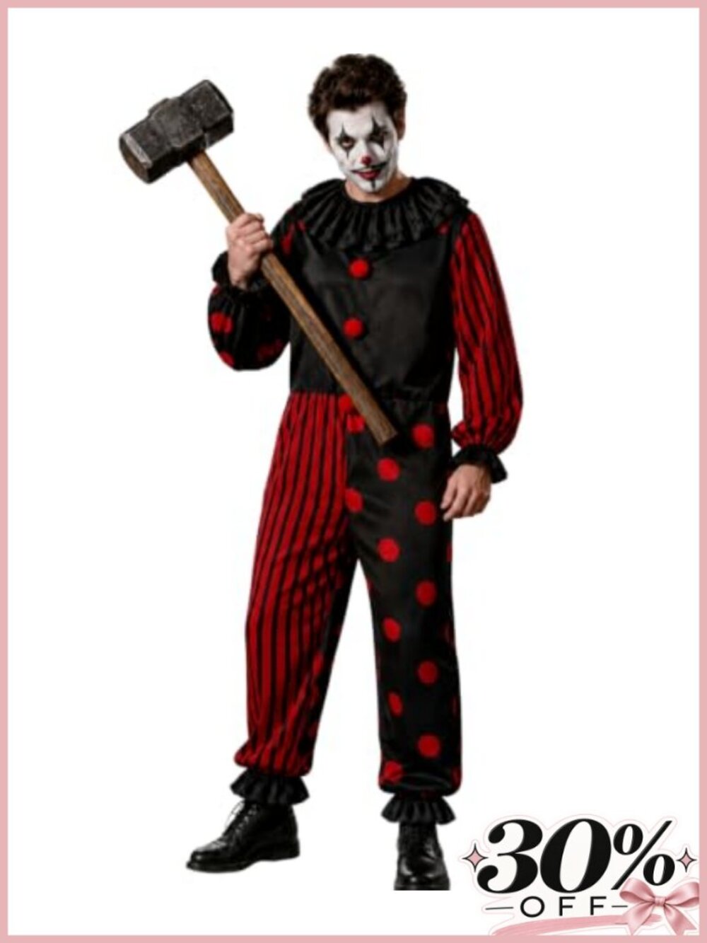 Men's Halloween Clown Costume Jumpsuit Loose Fit 100% Polyester Cosplay